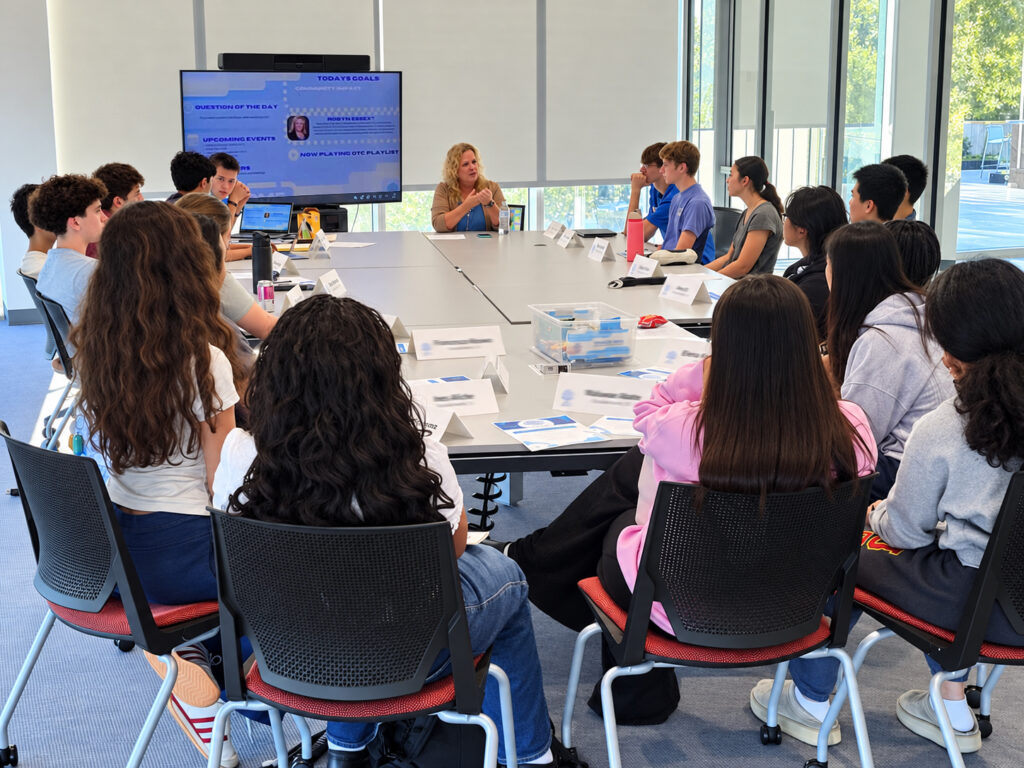 Olathe City Councilmember Robyn Essex meets with members of the 2026-27 Olathe Teen Council as students learn more about city government and community leadership.